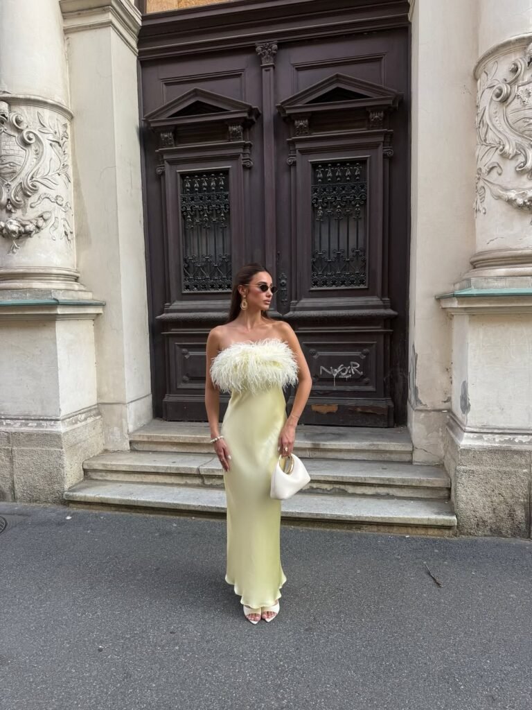 Feather Trim Gown