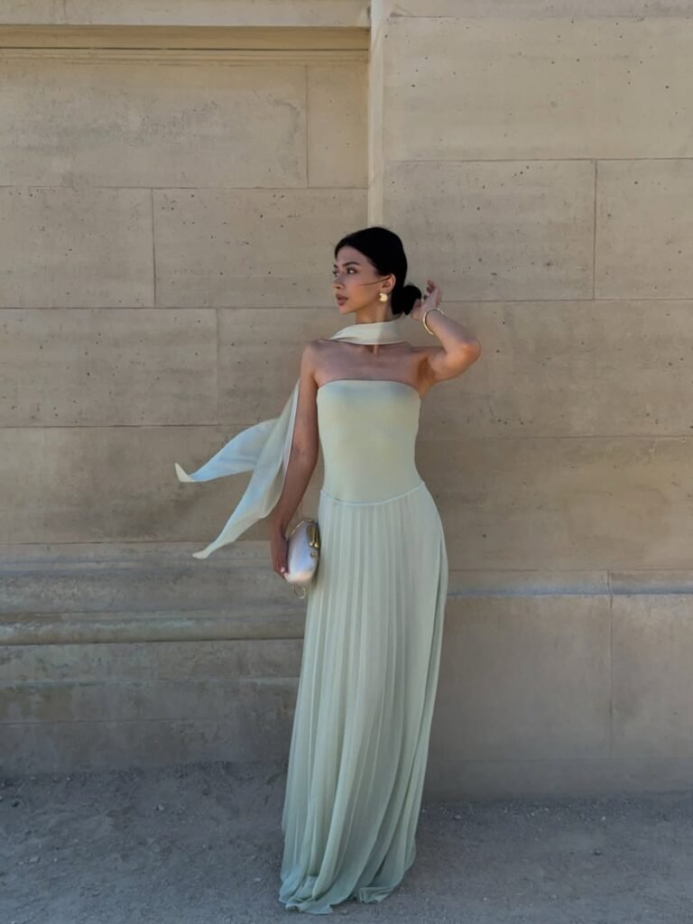 Chiffon Pleated Gown