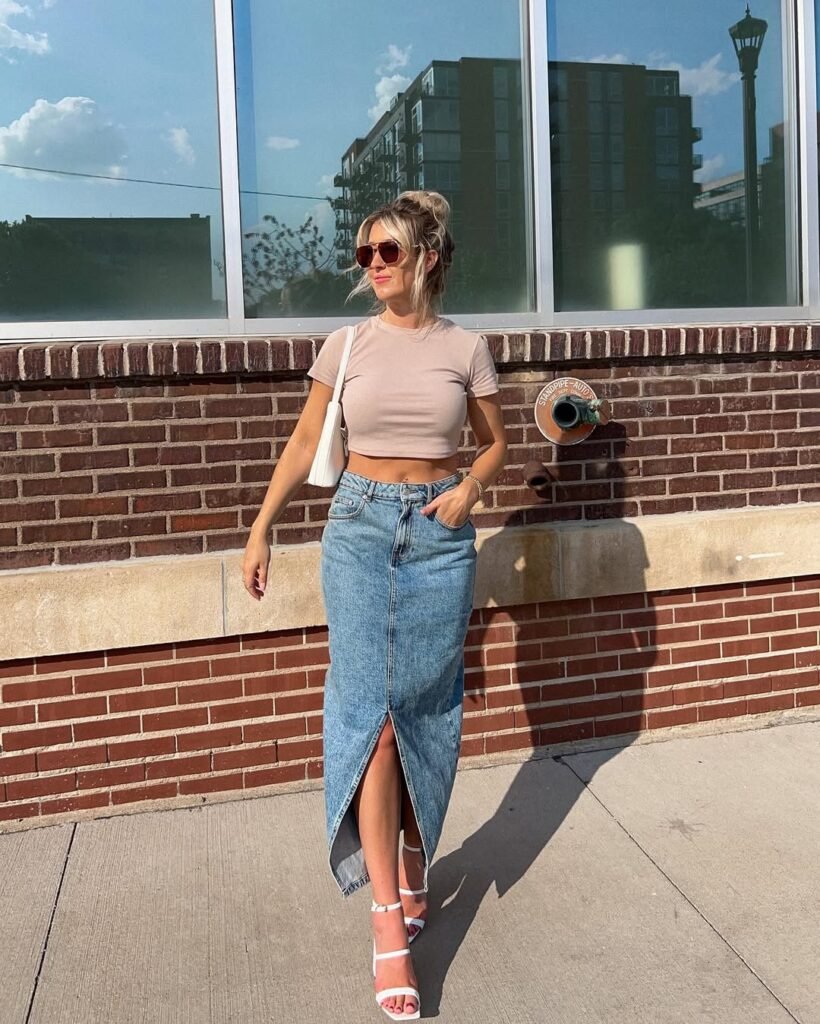 Denim Slit Skirt
