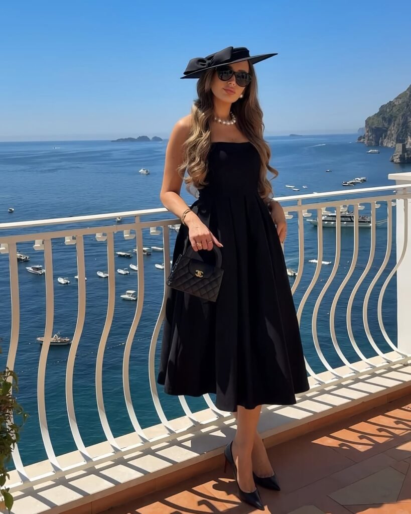  Structured Black Midi Dress