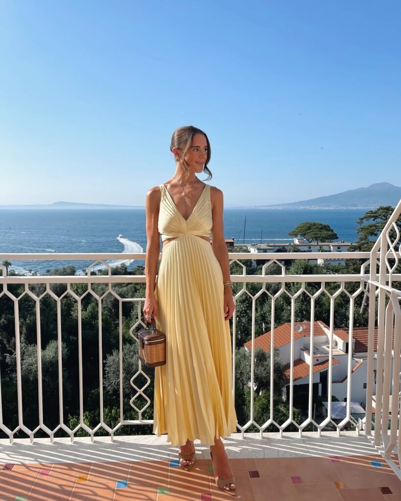 buttery yellow pleated maxi 