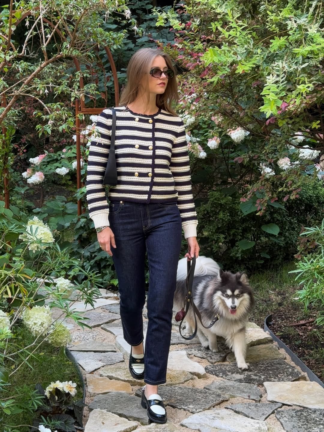 Striped Cardigan & Dark Denim 