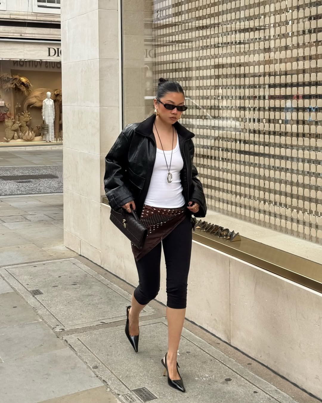 Black Leather with Capri Pants