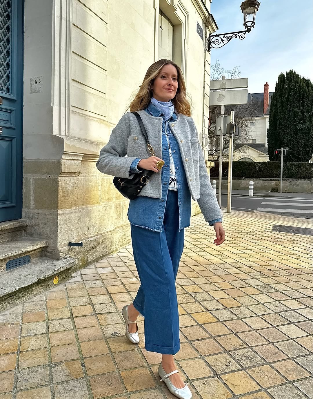 Layered Denim & Grey Jacket