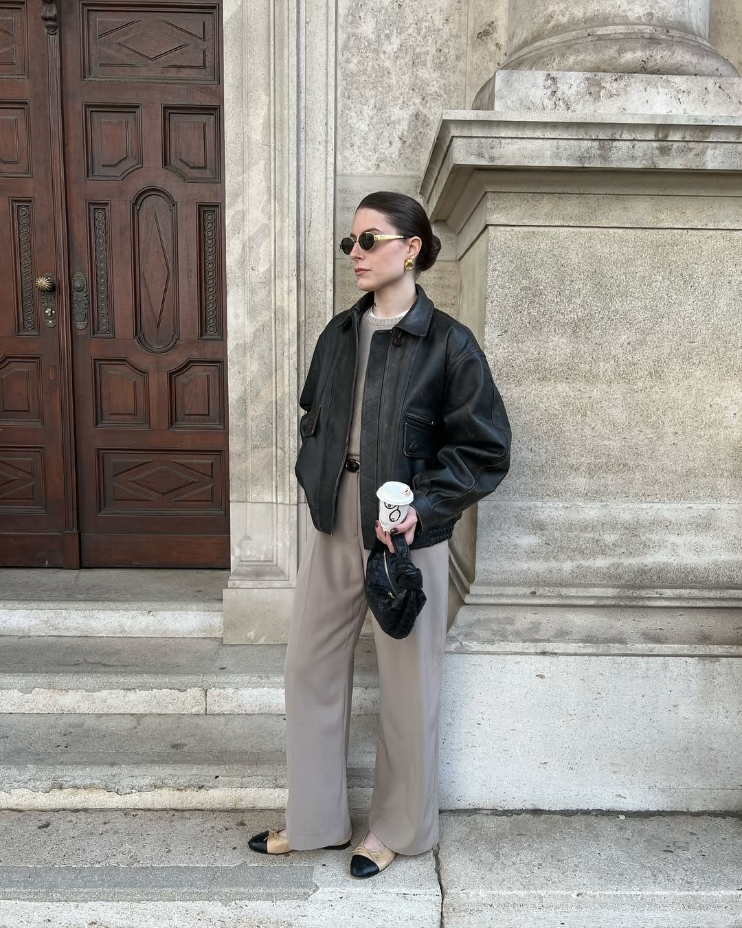 Leather Jacket with Neutrals