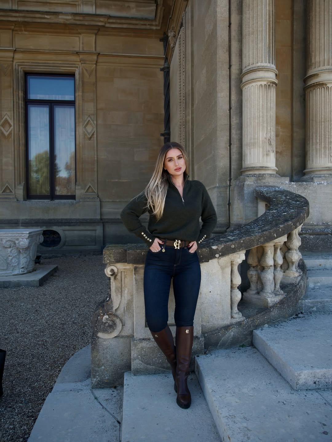 Riding Boots & Knit Sweater