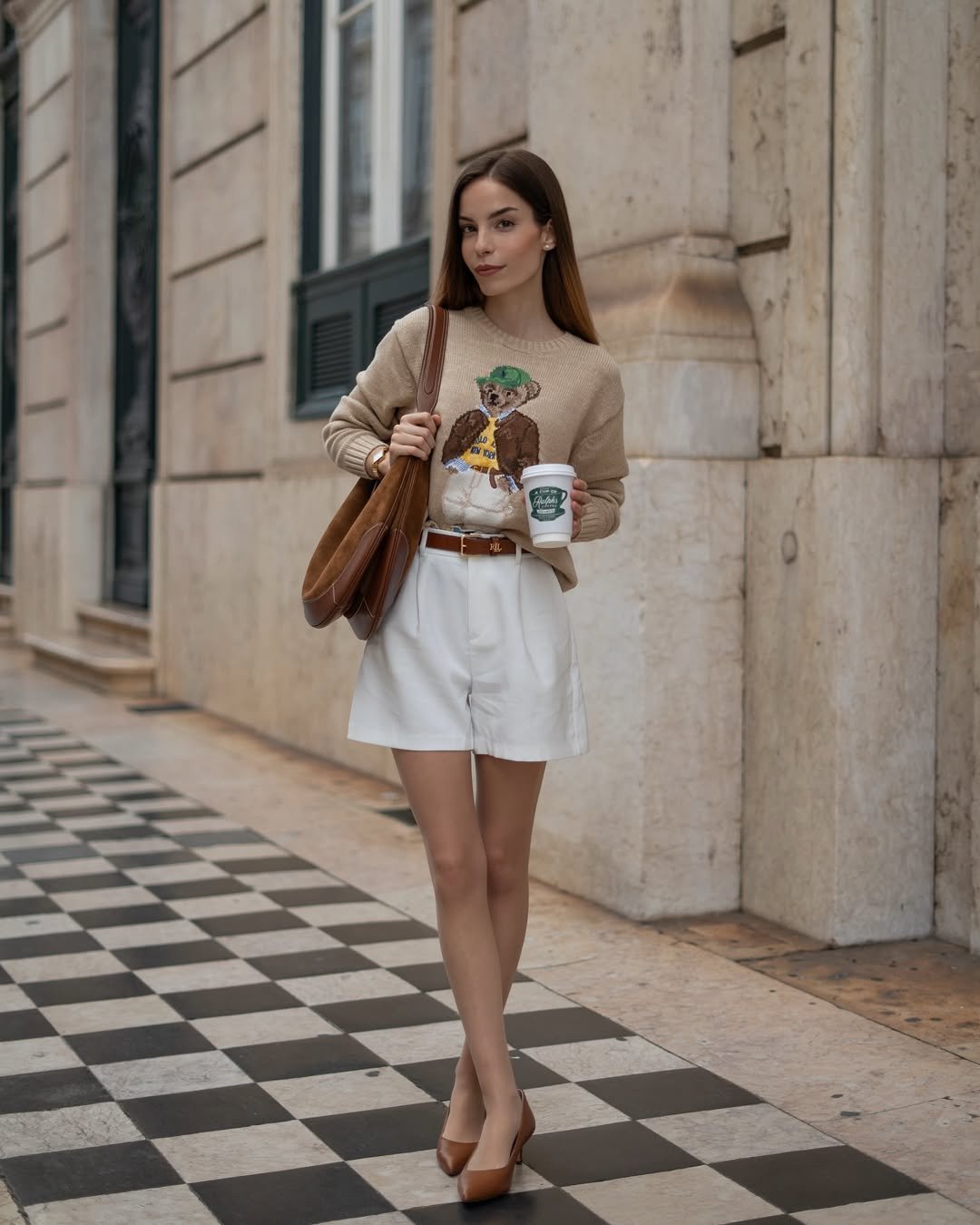 Sweater & White Shorts 